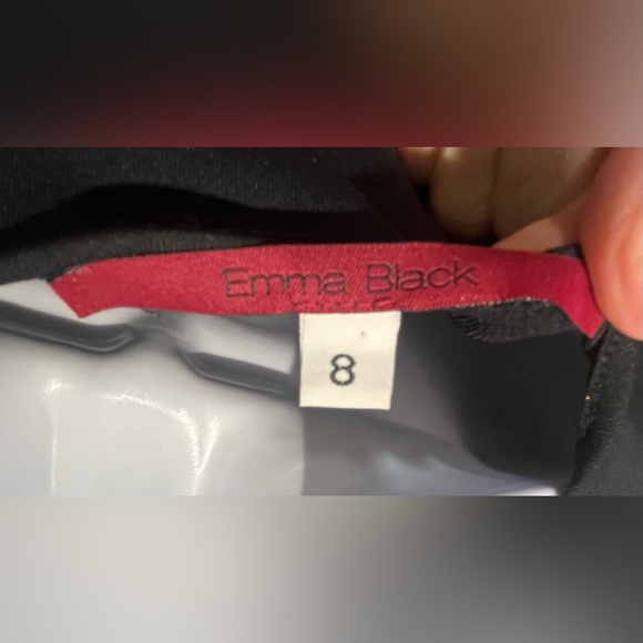 Emma Black Midi Dress Jersey Stretch Vneck Pull on basic sheath cap short sleeve - Picture 4 of 5